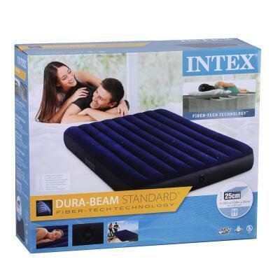 INTEX Кровать надувная Classic downy (Fiber tech) Квин, 1,52м x 2,03м x 25см, 64759