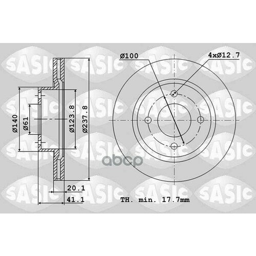 Диск Тормозной Renault ClioMeganeKangoo 91-99 Передн Sasic арт 4004255J 2951₽
