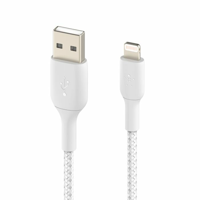 Кабель Belkin BoostCharge USB-A Braided Cable with Lightning Connector. Длина: 1м. Цвет: белый