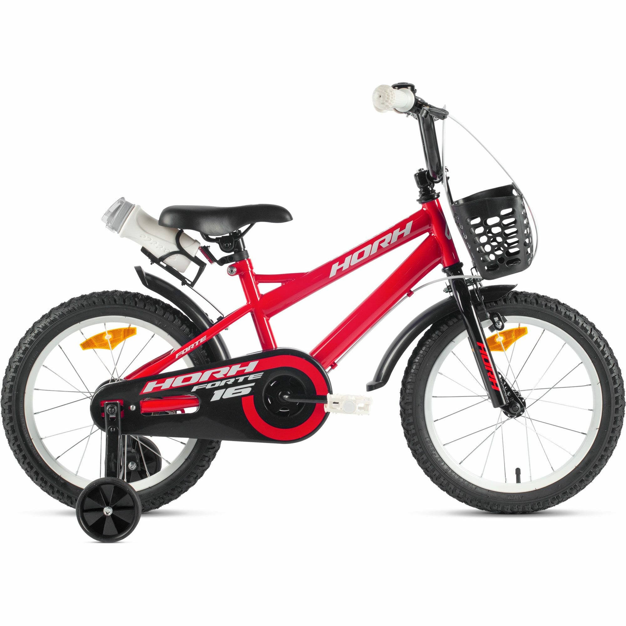 Велосипед Horh Forte 16" (2024) детский для мальчиков, стальная рама с барабанным тормозами, 1 скорость, для роста 110-125 см, цвет Red