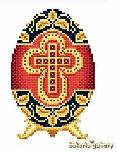 Яйцо Фаберже Золотой рубиновый крест на красном 6118-05