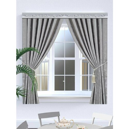 Комплект штор для кухни мрамор сер 130х180