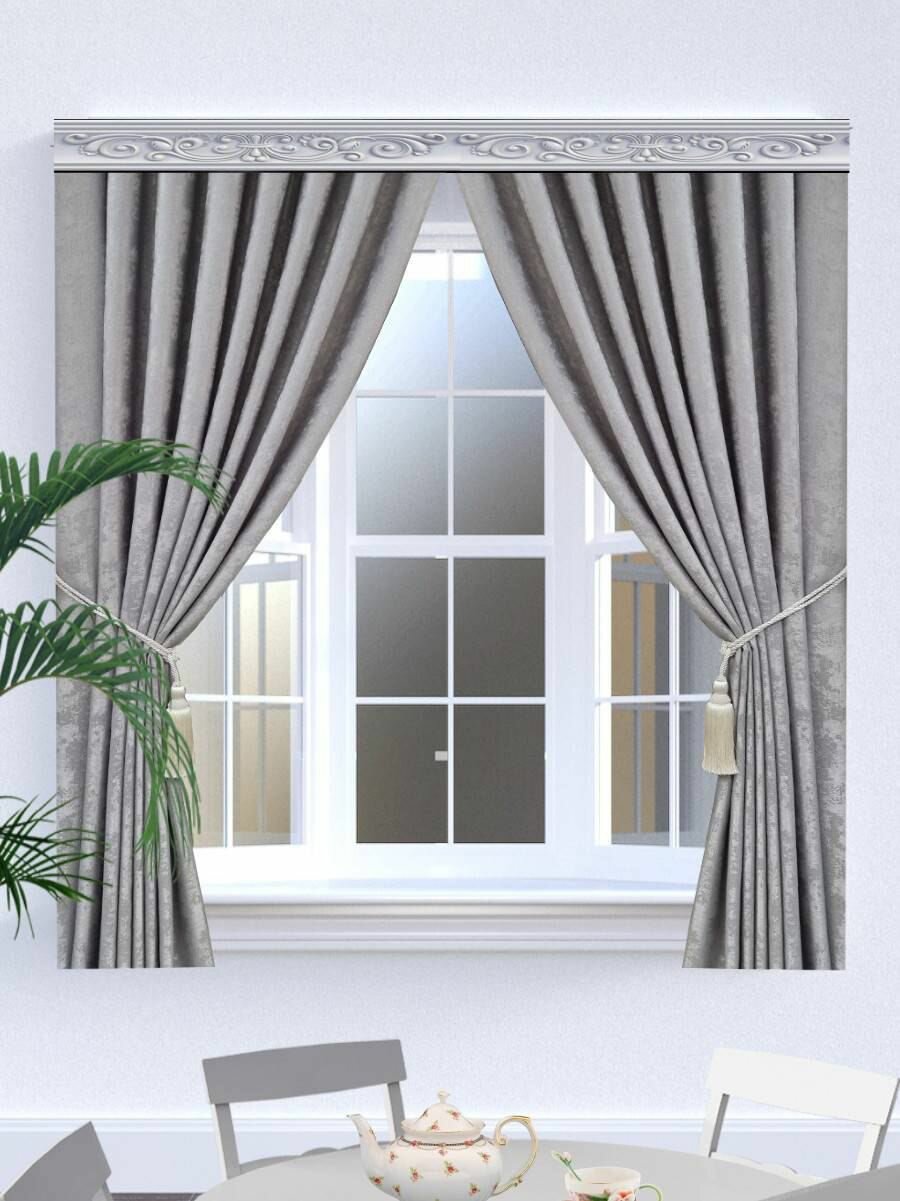 фото Комплект штор для кухни мрамор сер 130х180