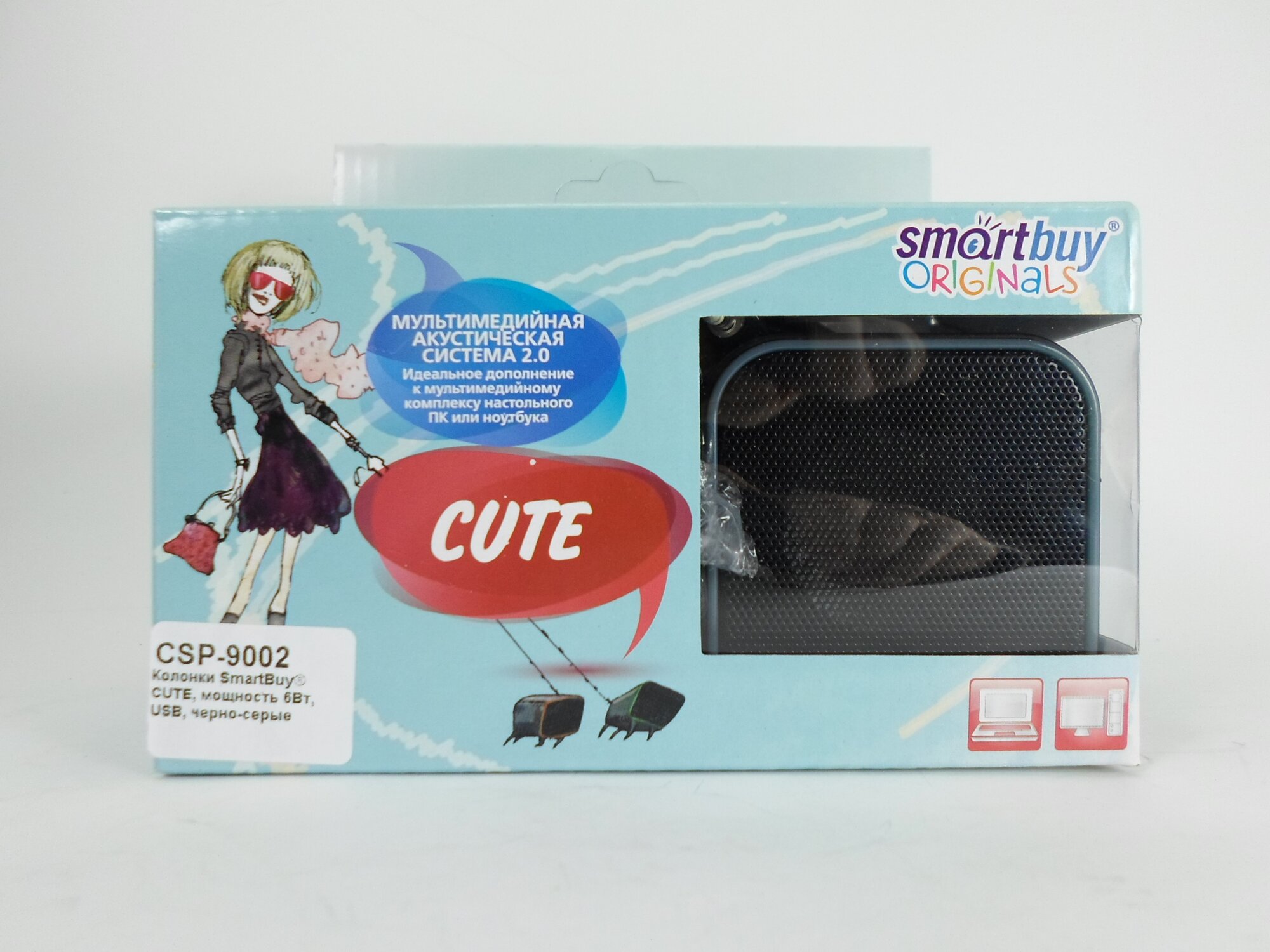 Колонки SmartBuy CUTE, мощность 6Вт, USB, черно-серые