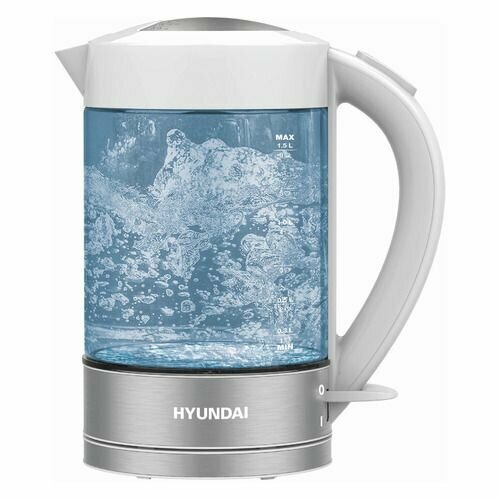 Чайник электрический Hyundai HYK-G9990 2000Вт белый и серебристый 2911₽