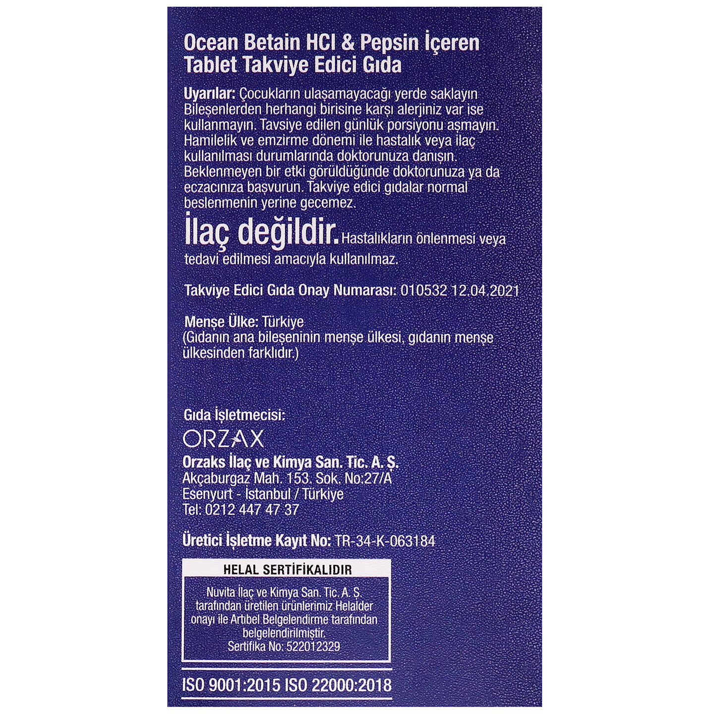 Ферменты для Пищеварения Бетаин HCI + Пепсин в таблетках, 120 шт - Orzax / для Желудка