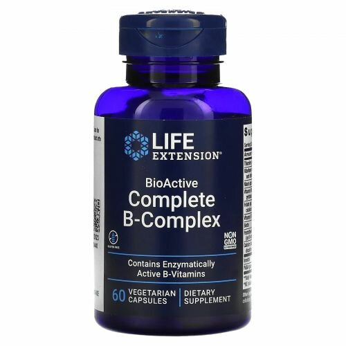 Life Extension, полный биоактивный комплекс витаминов группы B, 60 капсул — фото 1