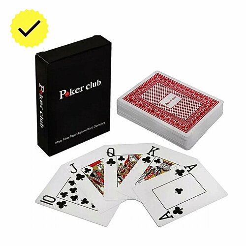Карты игральные покер 100% пластик Poker club, красный 54 шт. карты для покера poker club