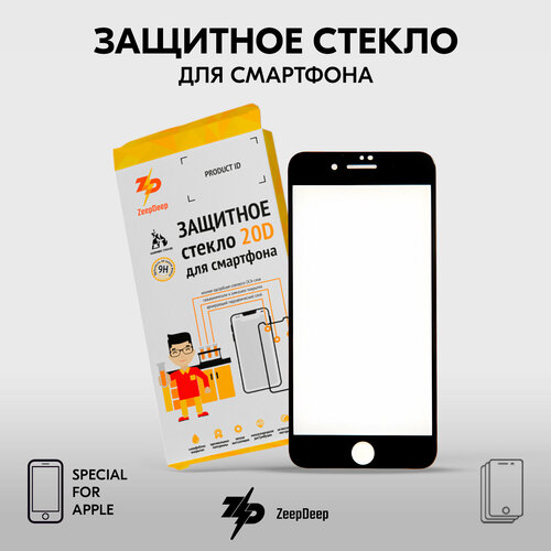 Защитное стекло (поклейка на экран) 20D для iPhone 7 Plus, 8 Plus, черное Full Glue ZeepDeep 20D safety glass защитное стекло 20d для iphone 7 plus 8 plus белое white full glue zeepdeep 20d