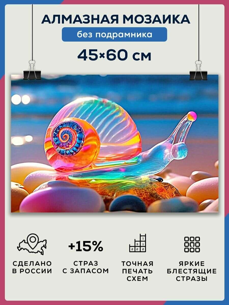 Алмазная мозаика 45x60 Улитка на берегу без подрамника