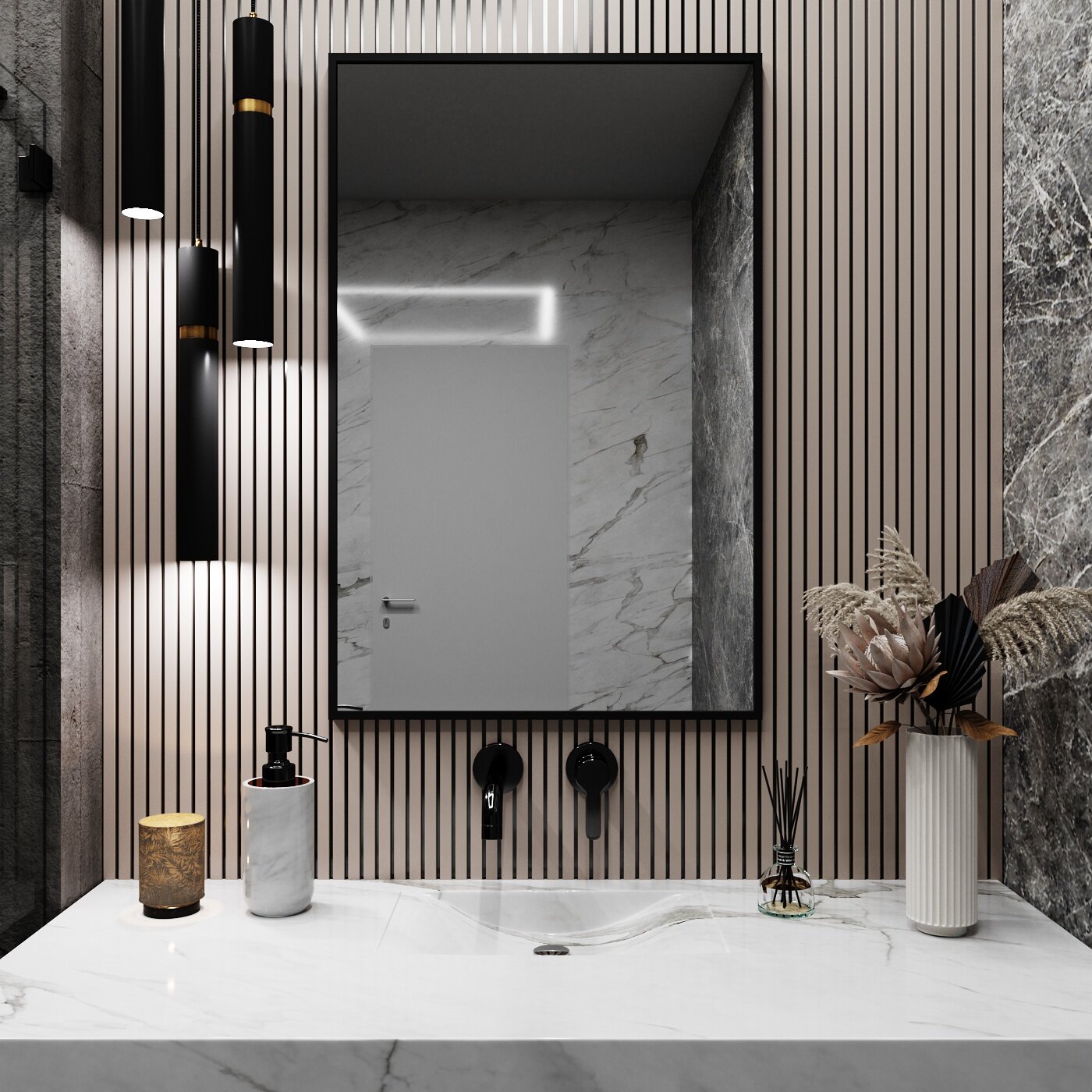 Зеркало в ванную Market.House 80х60 см. Черное