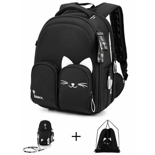 Ранец школьный для девочки, 15.7л, А4, подростковый с ортопедической спинкой, Grooc (Грук) + мешок для сменки+ сумка-трансформер