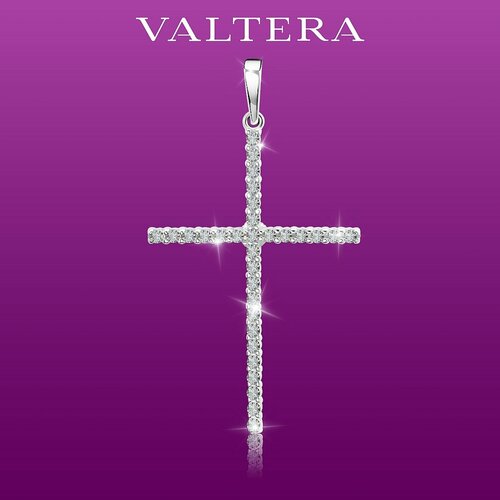Подвеска VALTERA, серебро, 925 проба, родирование, фианит, бесцветный