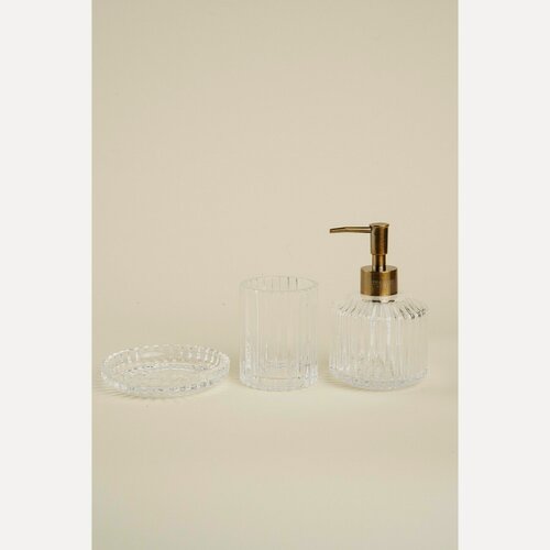Изображение товара Набор для ванной, 3 предмета: дозатор, мыльница, стакан, цвет прозрачный