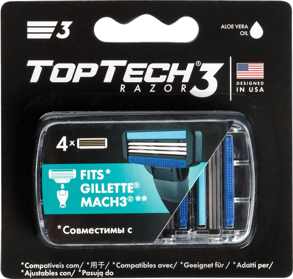 Кассеты сменные для бритья TOPTECH Razor 3, 4шт