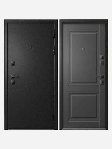 Изображение товара Дверь входная металлическа Эталон S-1 Черный муар блеск-Софт графит 960 левая