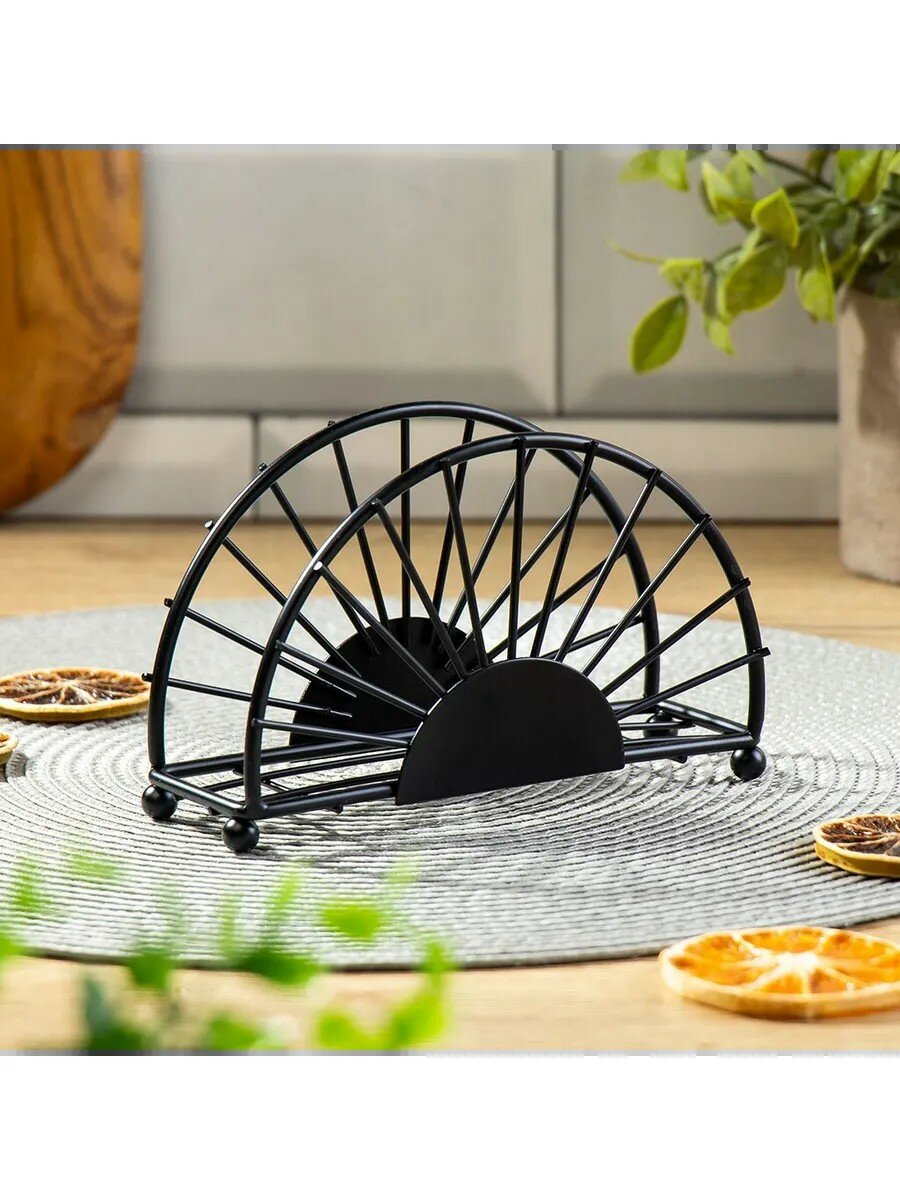 Салфетница металлическая черная Y4-6195 15х5х9.5 см для дома и кафе