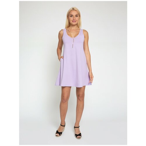 фото Платье lunarable, хлопок, повседневное, свободный силуэт, мини, карманы, размер 48 (l), фиолетовый