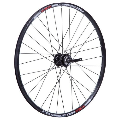 фото Колесо 26" переднее 32 спицы двойной обод втулка sf b27f (колесо 26" перед,двой.пист .обод под disc 32 отв, втулка sf b27f аллюм, экс-к, пром подшип подшип.) felgebieter