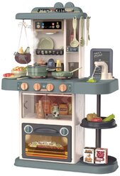 Интерактивная детская кухня с водой, многофункциональный игрушечный гарнитур с набором посуды и продуктами, 72 см, 43 предмета, оливковый