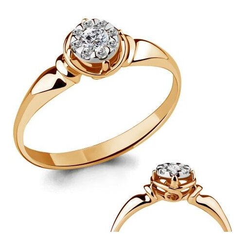 фото Золотое кольцо aquamarine 963704к с бриллиантом diamant-online