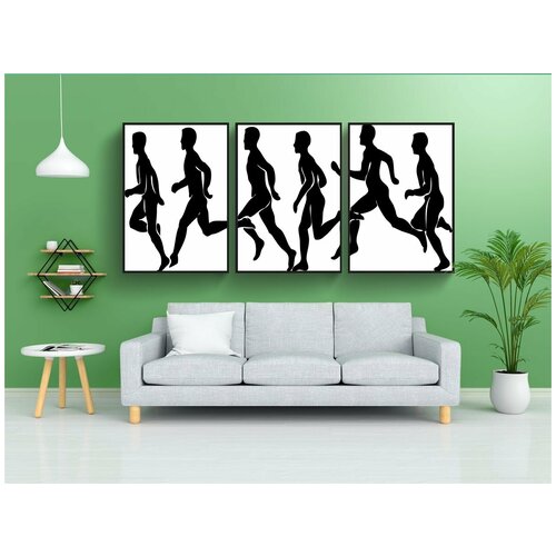 фото Набор модулных постеров для интерьера "марафон, спорт, запустить" 60x90 см. в тубусе, без рамки lotsprints