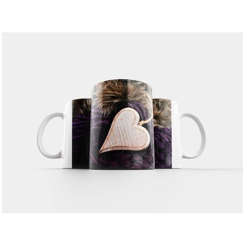 фото Кружка "деревянное сердце, шерсть, февраль" 320 мл lotsprints