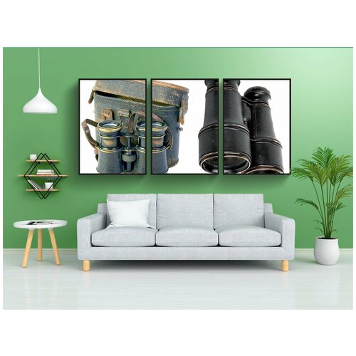 фото Модульный постер "бинокль, полевой, военный" 180x90 см. из 3х частей в тубусе, без рамки lotsprints