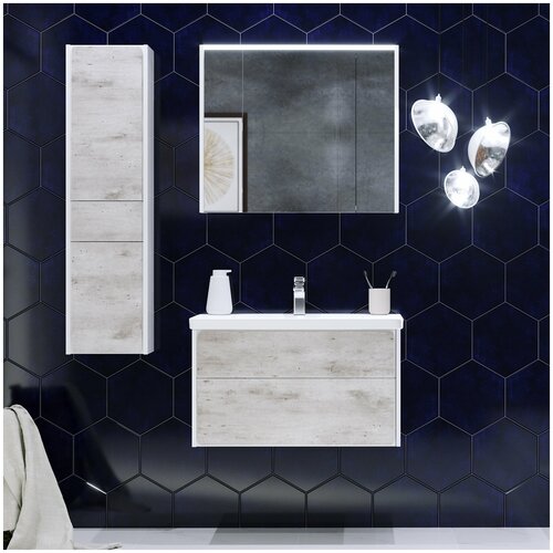 Мебель для ванной Roca Ronda 80 белая, бетон (тумба с раковиной + зеркало)