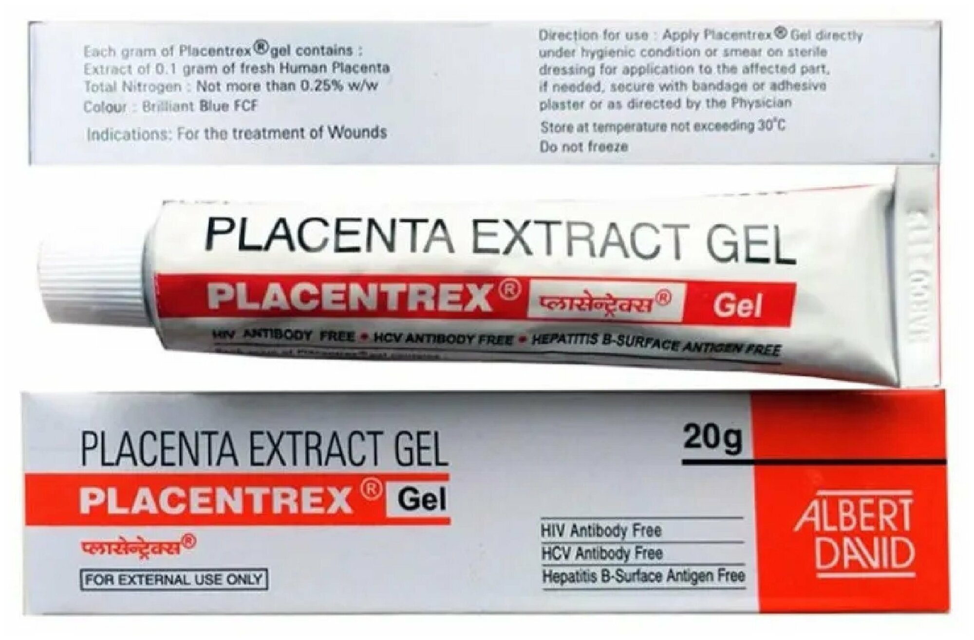 Albert David Placentrex Placenta Extract Gel Гель Плацентрекс для лица, 20 мл, 20 г