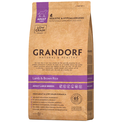 Сухой корм для собак Grandorf гипоаллергенный, Low Grain, ягненок с бурым рисом 1 уп. х 1 шт. х 10 кг (для крупных пород)