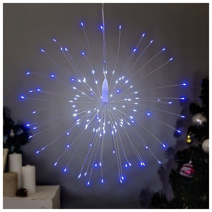 Фигура светодиодная "Салют", АА*4 (не в компл.), 120 LED, сине-белый