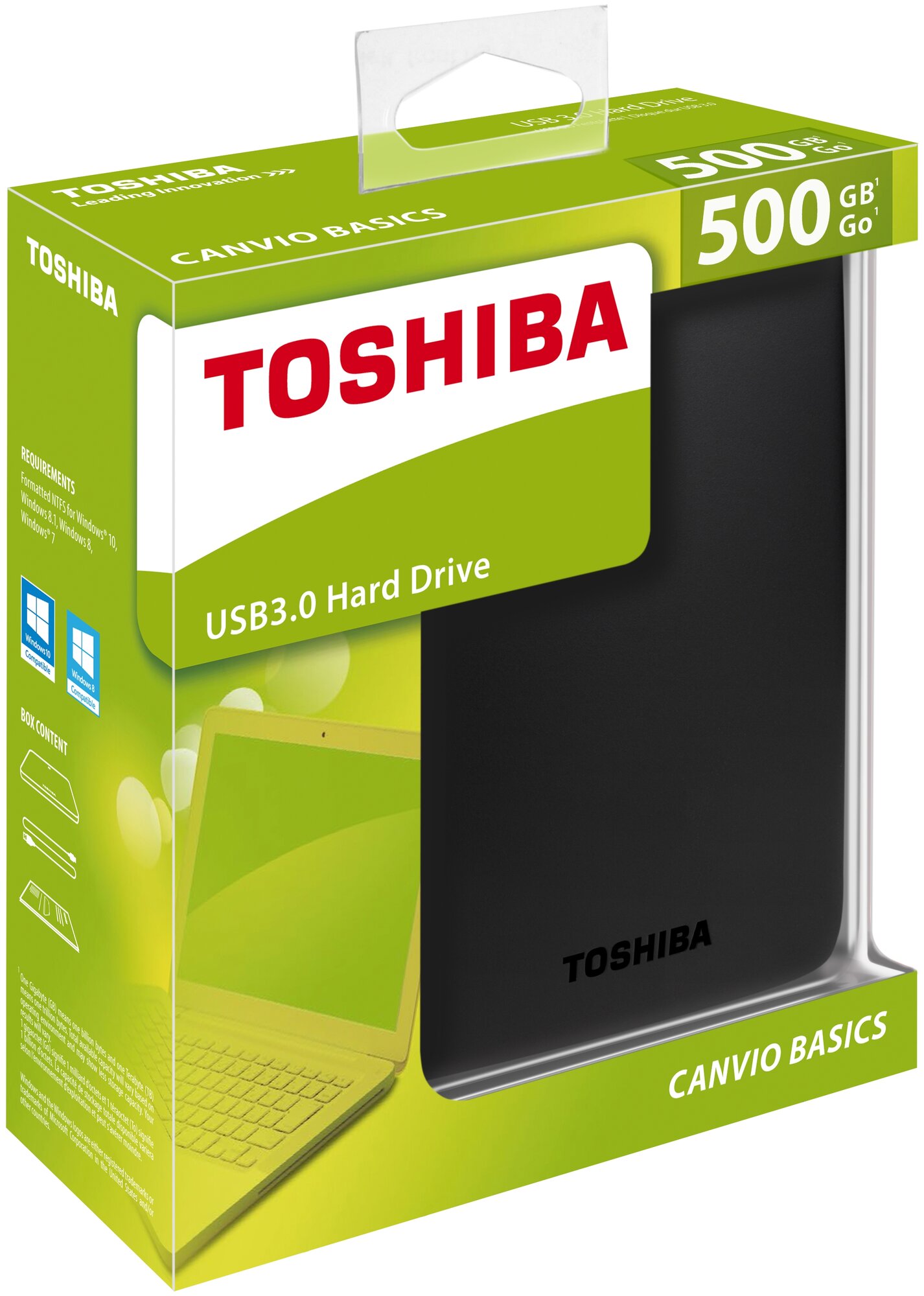 500 ГБ Внешний HDD Toshiba CANVIO BASICS, USB 3.0, черный