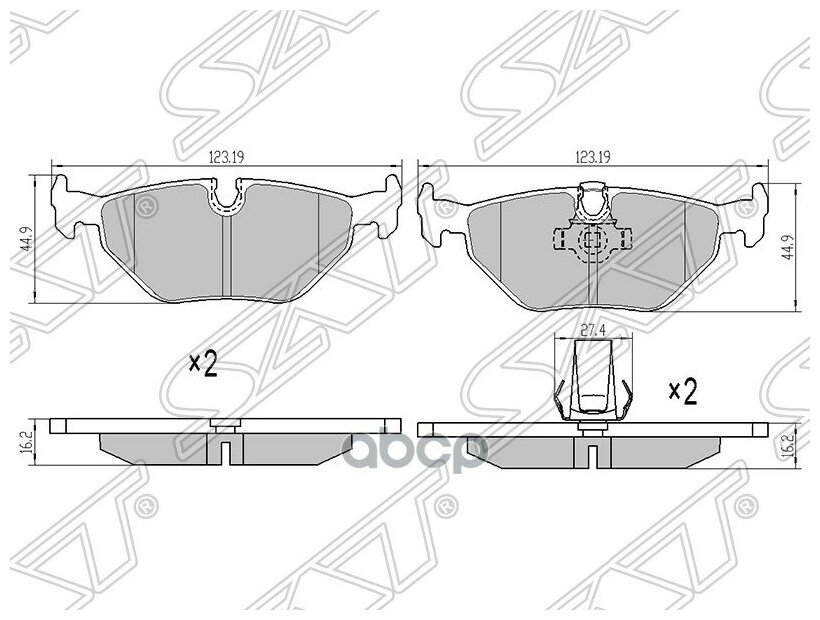 ST34216761281 SAT Колодки тормозные зад BMW 5 E39 95-03/ALPINA B10 E39 96-04