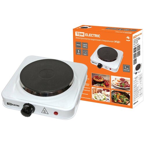 TDM Электроплитка одноконф ЭПД1 230 В 1 кВт диск белая TDM SQ2504-0003 118700₽