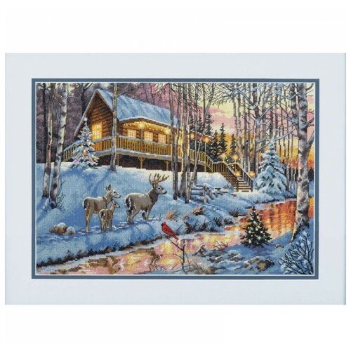 фото Набор для вышивания dimensions winter cabin (зимняя хижина) 70-08976