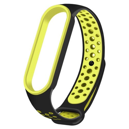 фото Силиконовый ремешок для mi band 6 / спортивный ремешок для фитнес трекера xiaomi / black yellow