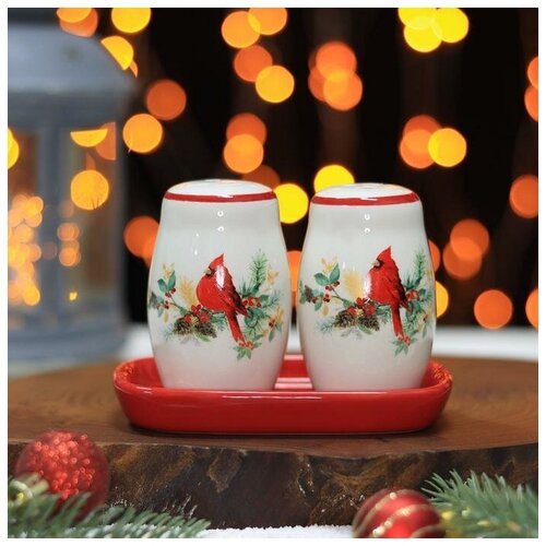 фото Доляна набор для специй доляна 2 шт. «красный кардинал», солонка, перечница, 130 мл, 11,5?6,2?8,8 см