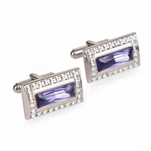 Стильные запонки с камнем и с прозрачными кристаллами Swarovski Mon Art 013