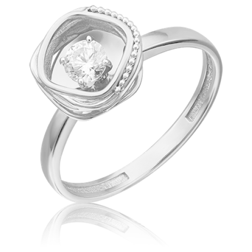 PLATINA jewelry Кольцо из белого золота с Swarovski Zirconia 01-5232-00-501-1120-38, размер 16