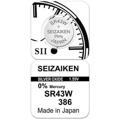 Батарейка Seizaiken 386, LR43, LR1142, AG12, SR43W, серия "W" (энергоемкая), 3 шт.