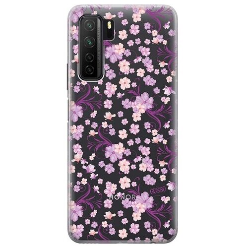 Ультратонкий силиконовый чехол-накладка для Huawei Nova 7 SE, Honor 30s с 3D принтом Lilac Flowers ультратонкий силиконовый чехол накладка transparent для huawei nova 7 se honor 30s с 3d принтом flowers