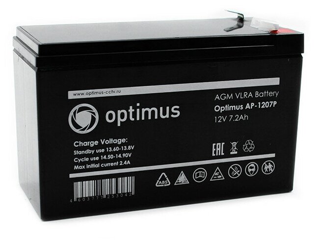 Optimus AP-1207P Аккумуляторная батарея 12В, 7,2Ач