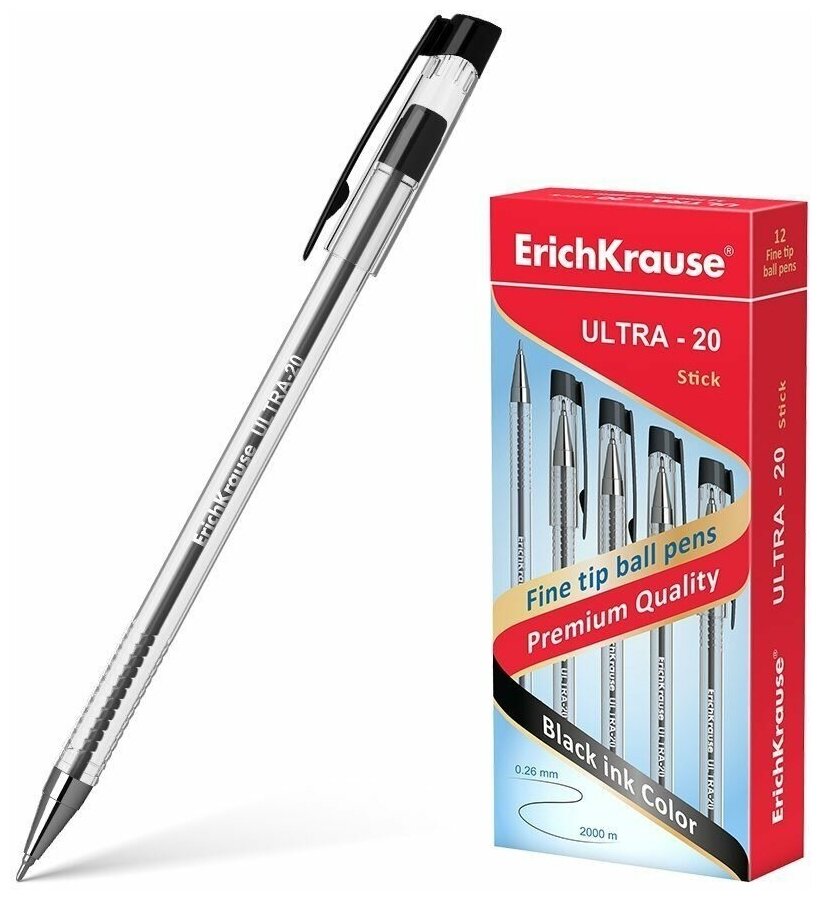 Ручка Erich Krause ULTRA-20 шариковая черная - фото №1