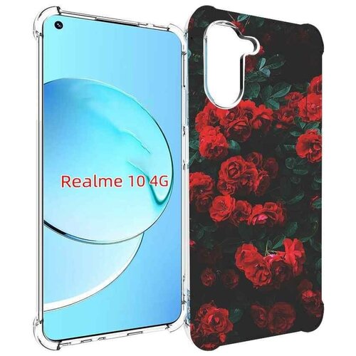 Чехол MyPads розы-в-листьях для Realme 10 задняя-панель-накладка-бампер