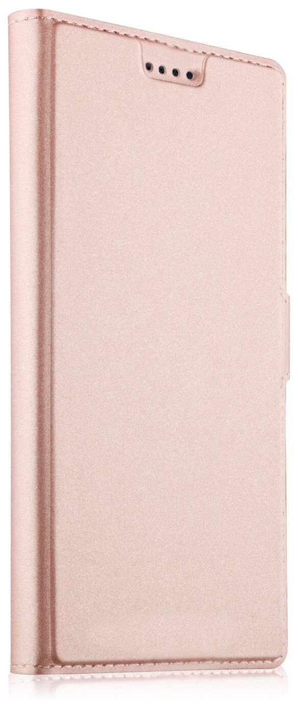 Чехол-книжка MyPads для Samsung Galaxy A6 Plus SM-A605F на жёсткой металлической основе розовое золото