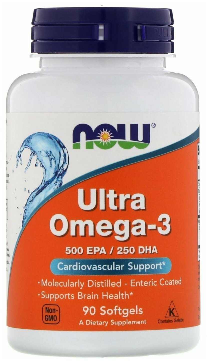 Now Foods Ultra Omega-3 Ультра омега-3, 500 ЭПК/250 ДГК, 90 капсул