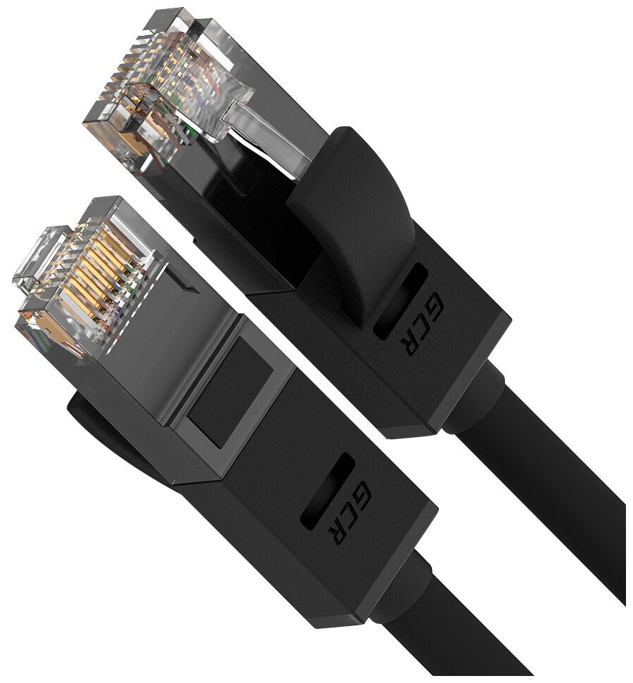 GCR Патч-корд прямой 15.0m UTP кат.5e, черный, 24 AWG, литой, ethernet high speed 1 Гбит/с, RJ45, T568B