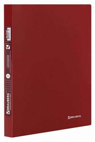 Папка с металлическим скоросшивателем и внутренним карманом BRAUBERG "Диагональ" темно-красная до 100 листов 0 6 мм, 8 шт