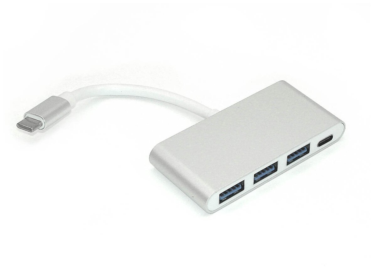 Адаптер Type-C на USB 3.0*3 + Type-С для MacBook серебристый